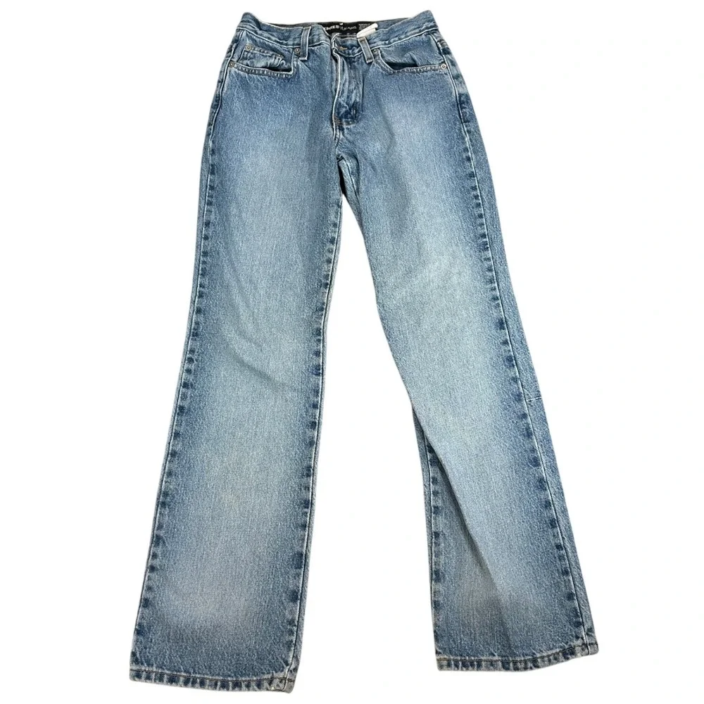 Vintage Express Jeans Womens 3/4 R Light Wash‎ High Rise Straight Leg Blue Denim